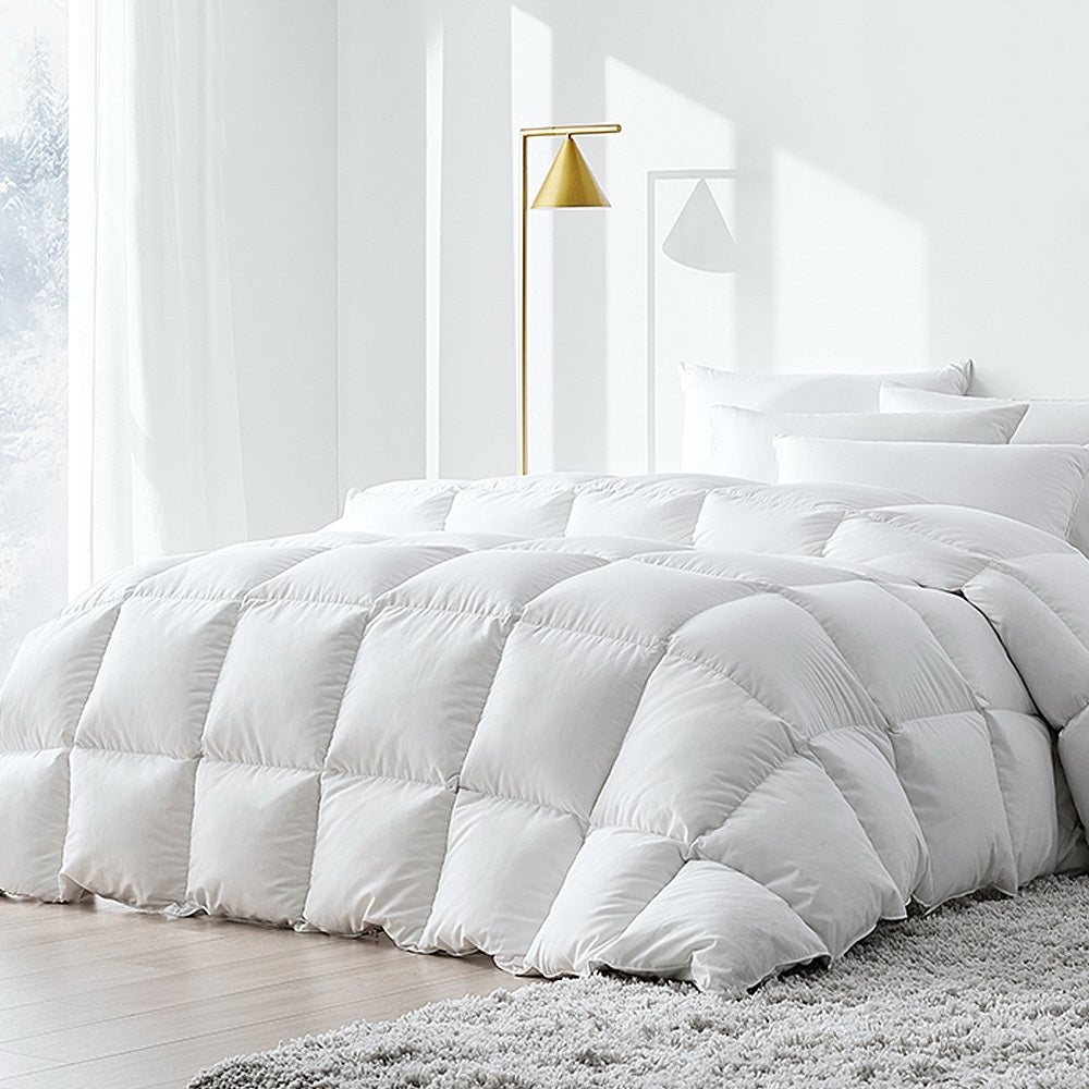 Giselle Bedding Duck Feather Down Quilt 500GSM King - White, Baffle Construction - SuperSaverAU - view 1