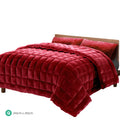 Giselle Bedding Faux Mink Quilt Burgundy Queen - Double-Sided, Soft, Thermo-Regulating - SuperSaverAU - view 2