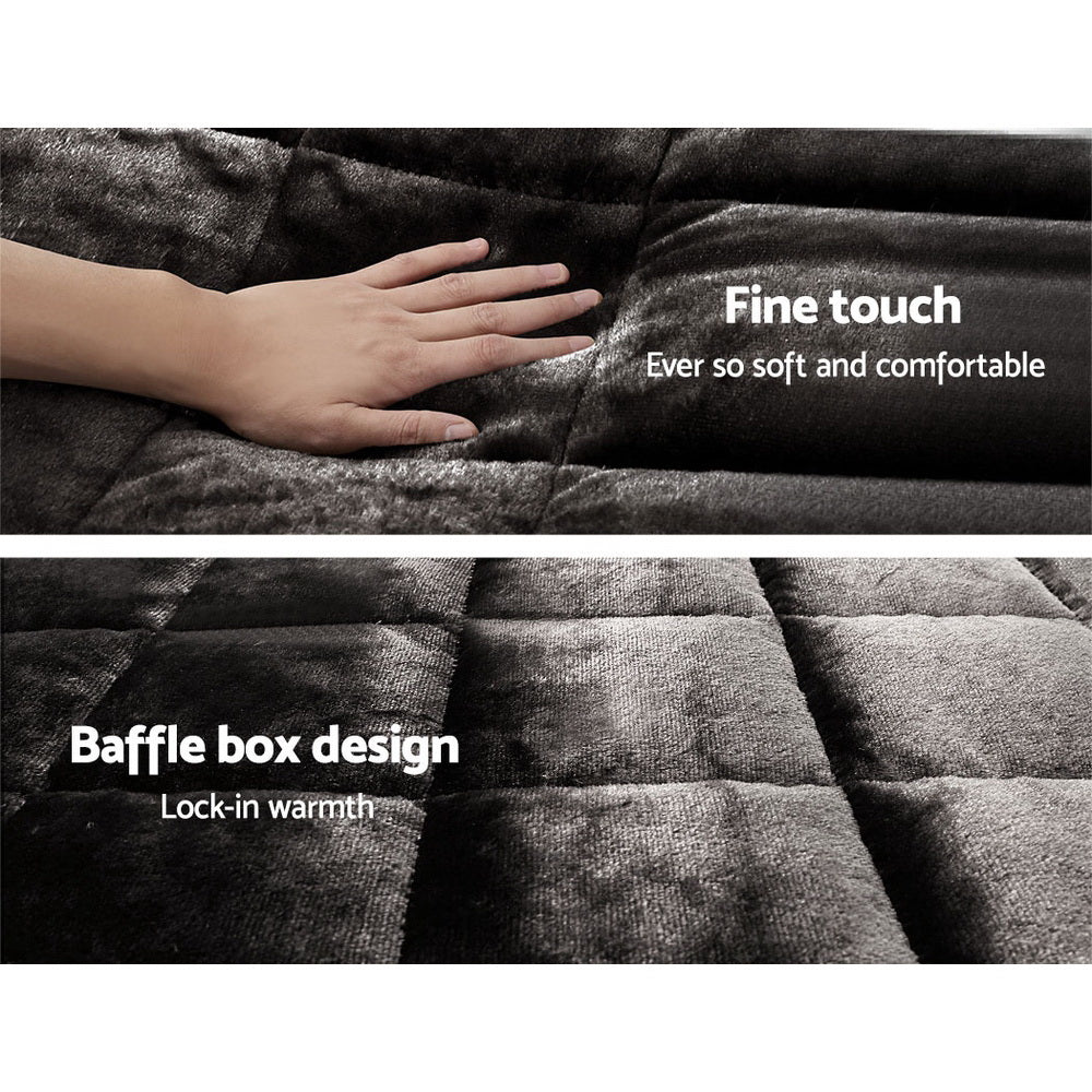 Giselle Bedding Faux Mink Quilt Charcoal Queen - Double-Sided, Thermo-Regulating, Soft - SuperSaverAU - view 3