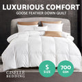 Giselle Bedding Goose Down Feather Quilt 700GSM Single - Lightweight, Cotton Cover - SuperSaverAU - view 3