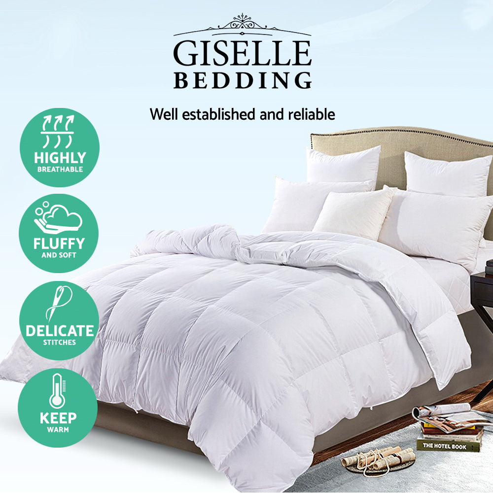 Giselle Bedding Goose Down Feather Quilt 700GSM Single - Lightweight, Cotton Cover - SuperSaverAU - view 4