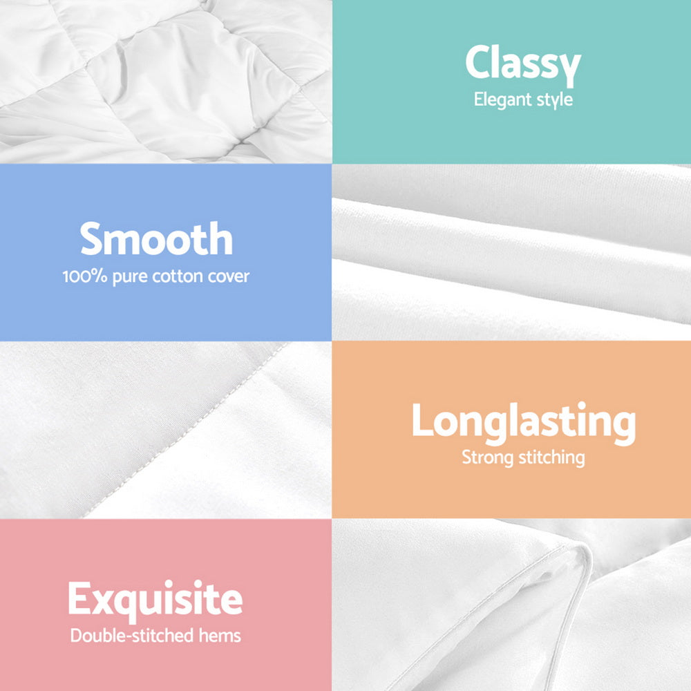 Giselle Bedding Goose Down Feather Quilt 800GSM Double - Lightweight, Cotton Cover - SuperSaverAU - view 6
