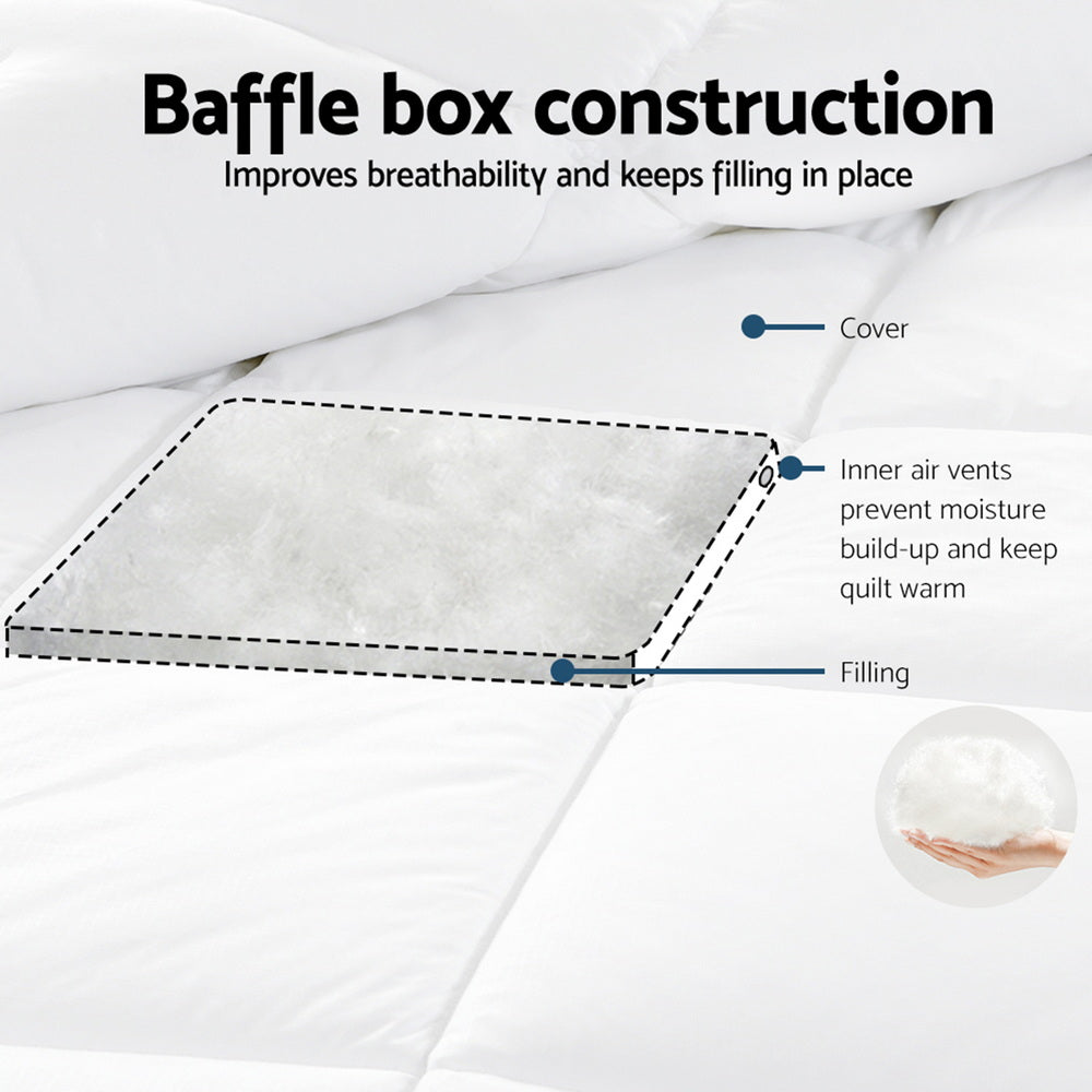 Giselle Bedding Goose Down Feather Quilt 800GSM Single - Lightweight, Cotton Cover - SuperSaverAU - view 4