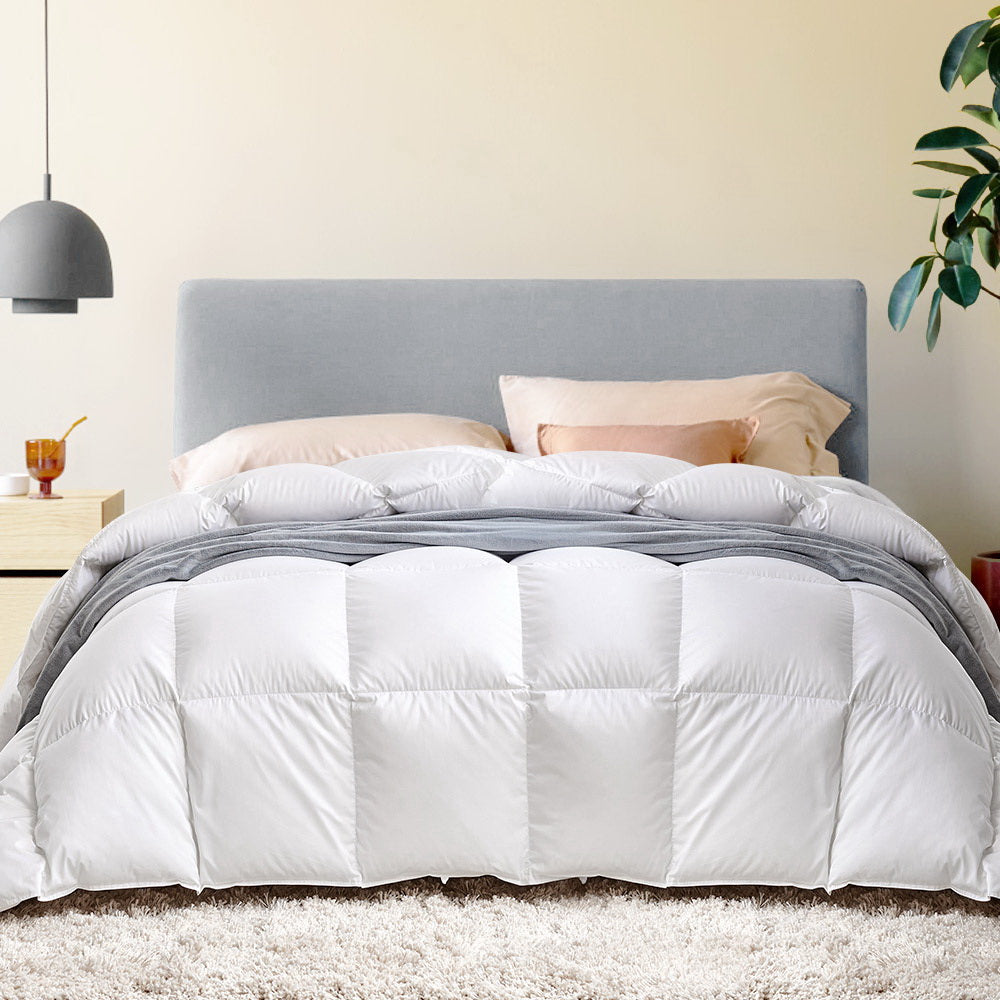 Giselle Bedding Goose Feather Down Quilt 500GSM King - White, Lightweight, Baffle Construction - SuperSaverAU - view 7