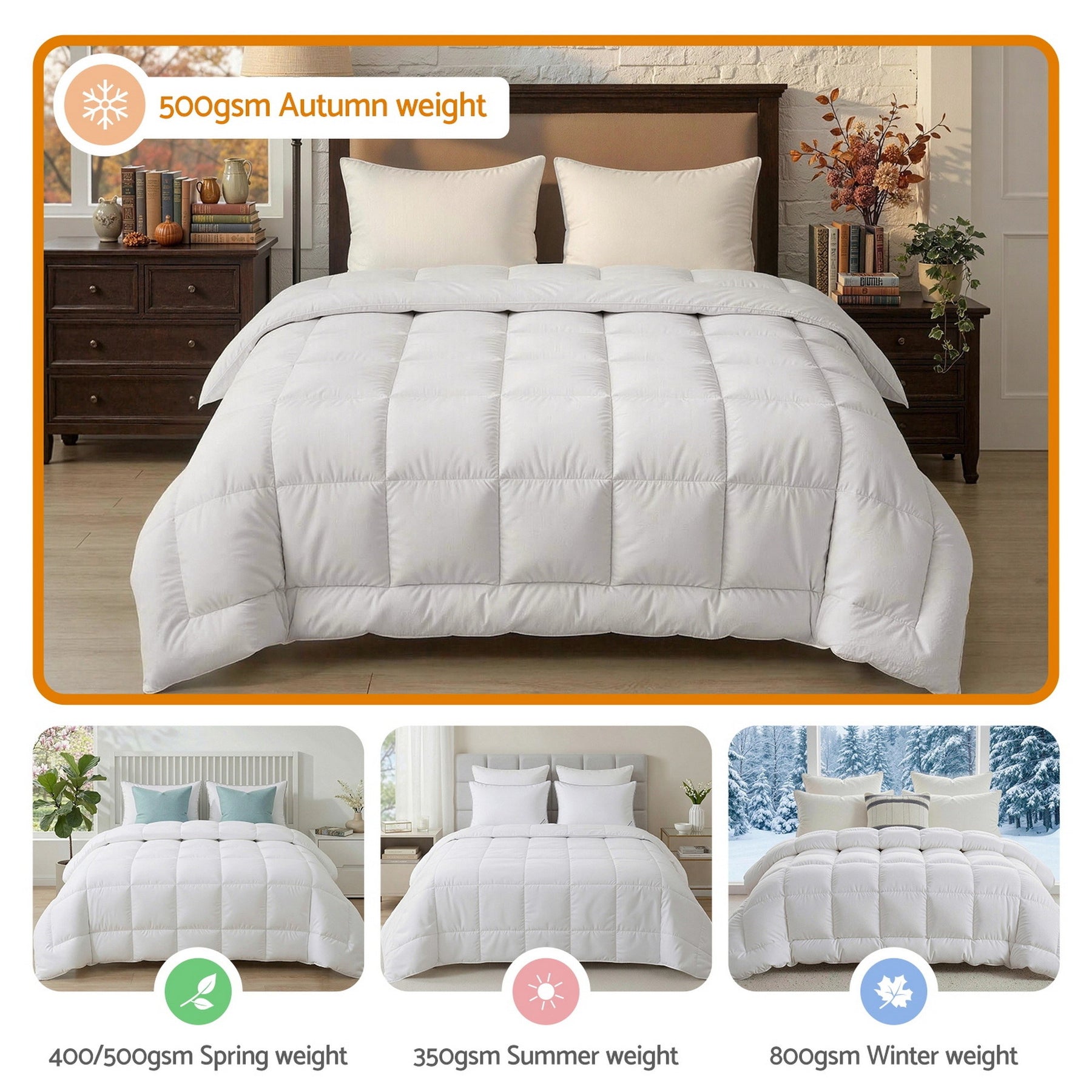 Giselle Bedding 500GSM Wool Quilt – Double, Cotton Cover with Baffle Box Construction