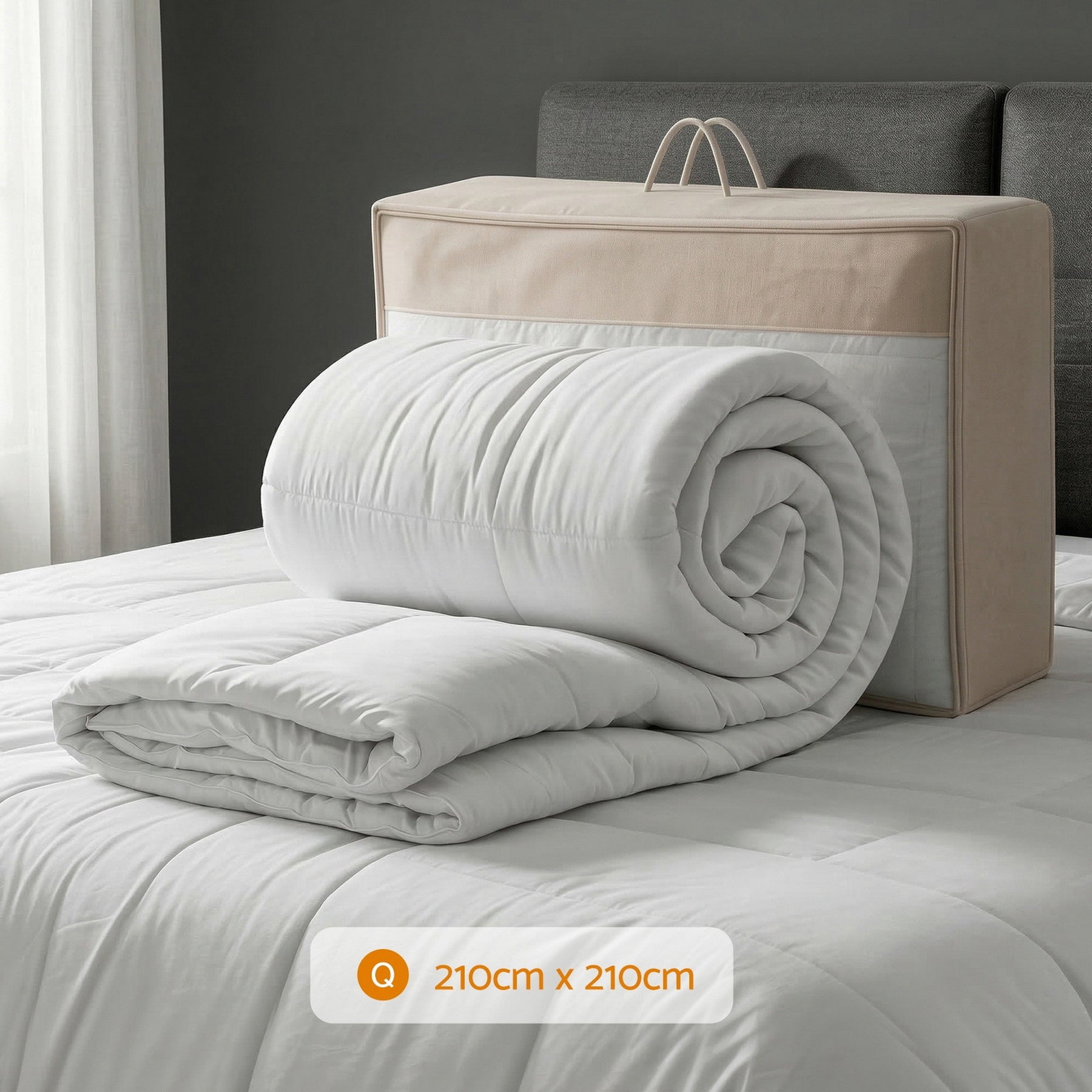 Giselle Bedding 500GSM Wool Quilt – Queen, Cotton Cover with Baffle Box Construction