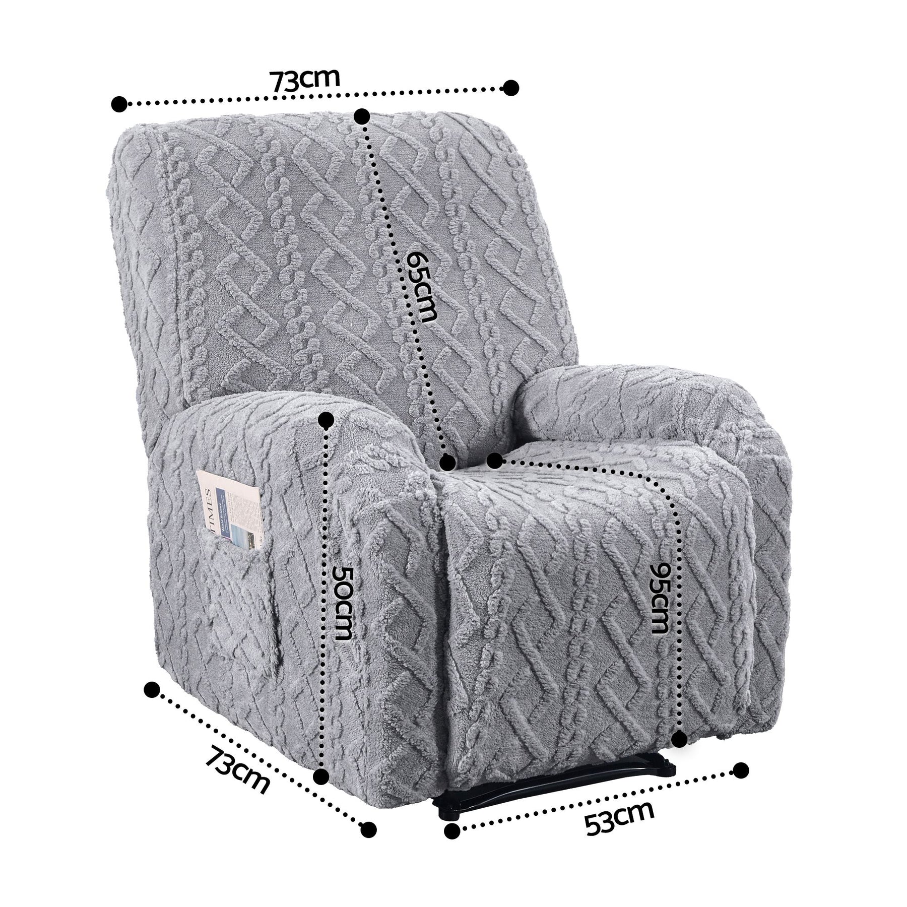 Artiss Stretch Recliner Chair Cover with Side Pockets - Grey