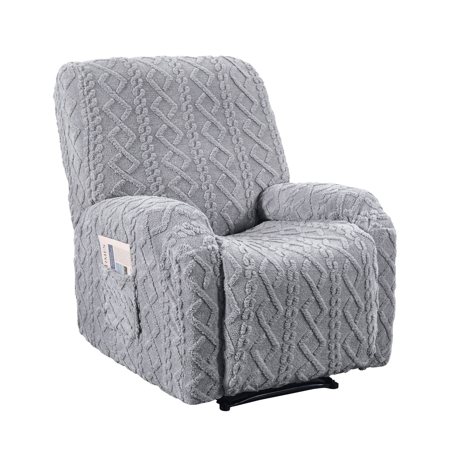 Artiss Stretch Recliner Chair Cover with Side Pockets - Grey