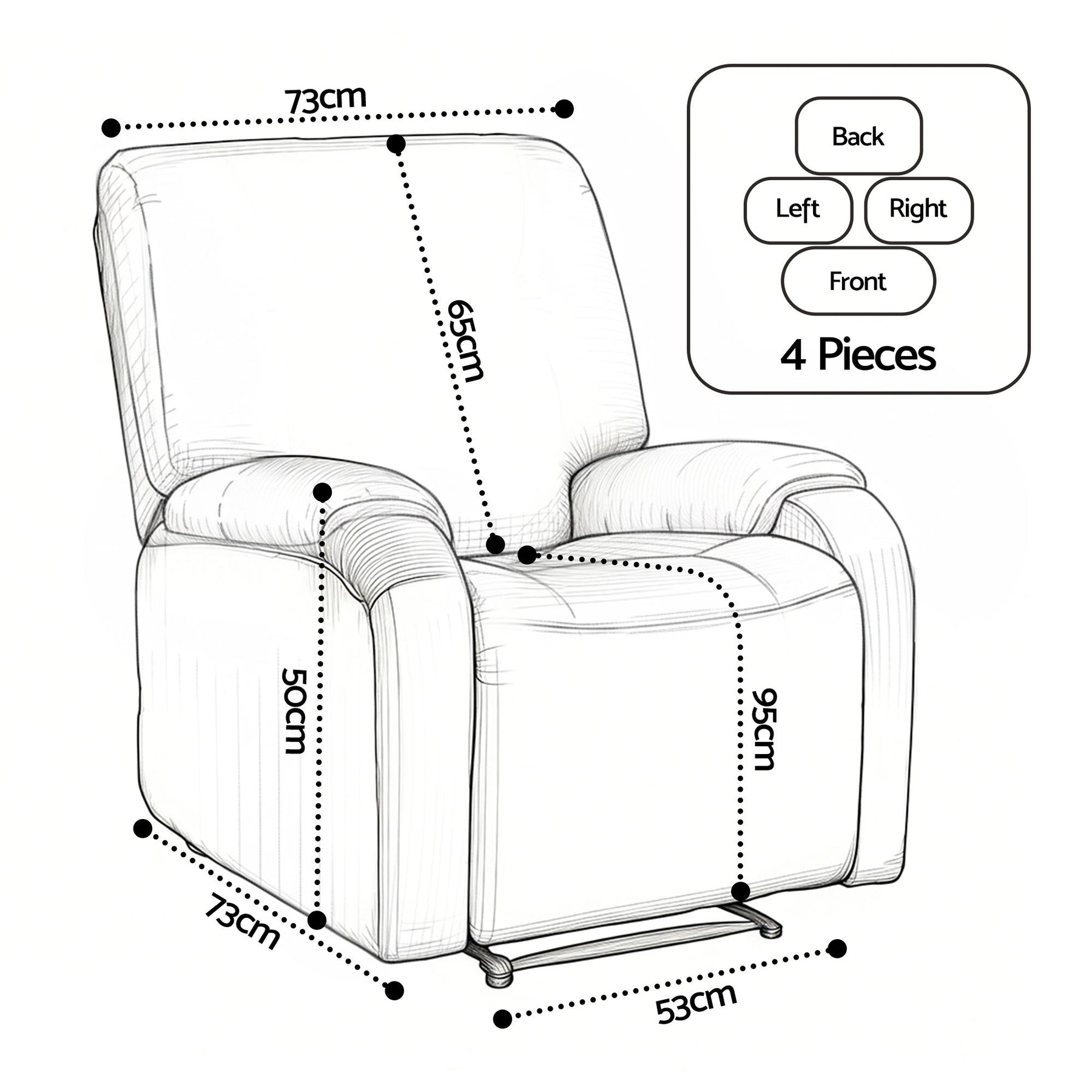 Artiss Kids 4-Piece Stretch Recliner Cover - Printed
