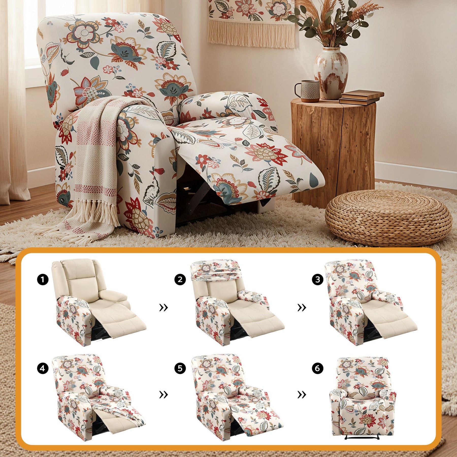 Artiss Kids 4-Piece Stretch Recliner Cover - Printed