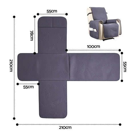 Artiss Waterproof Quilted Recliner Chair Cover - Grey