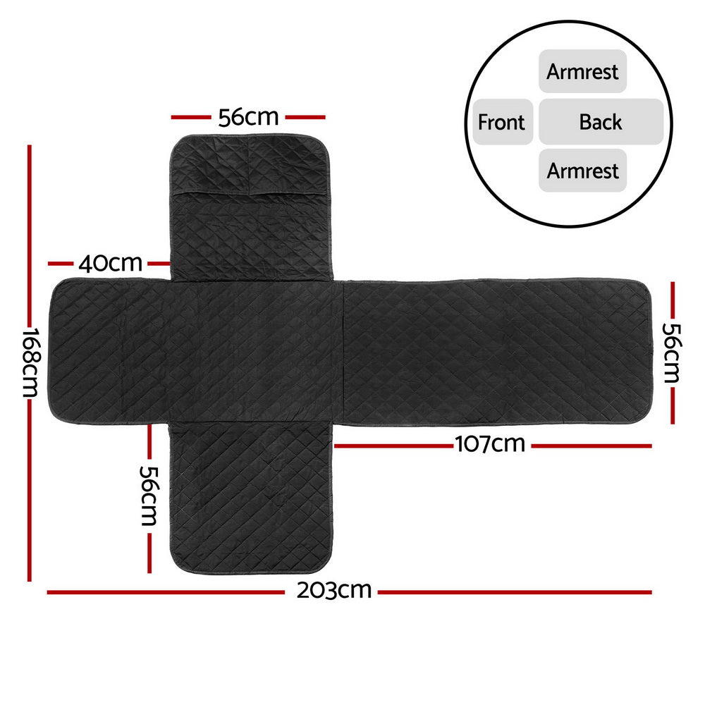 Artiss 100% Water Resistant Recliner Chair Cover 1 Seater Black