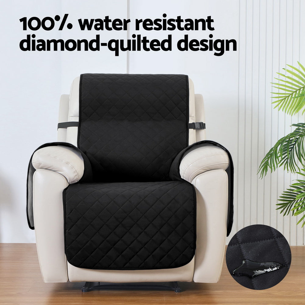 Artiss 100% Water Resistant Recliner Chair Cover 1 Seater Black - SuperSaverAU - view 4