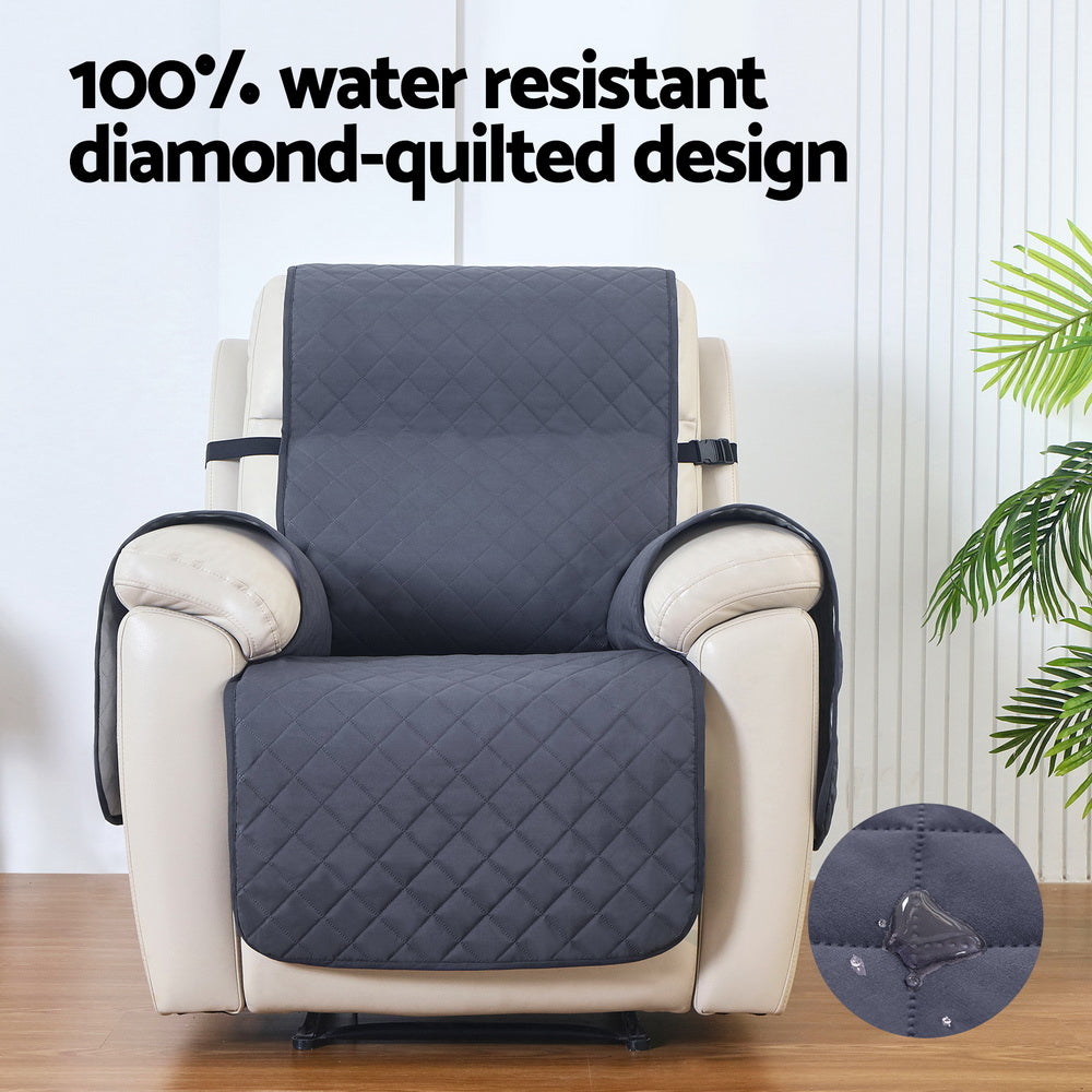 Artiss Water-Resistant Recliner Chair Cover - 1 Seater Grey - SuperSaverAU - view 4