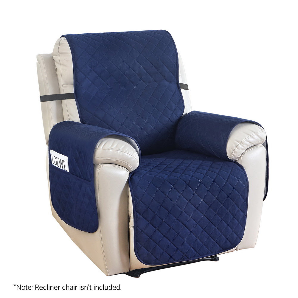 Artiss Recliner Chair Cover 100% Water Resistant Navy 1-Seater with Anti-Slip Base
