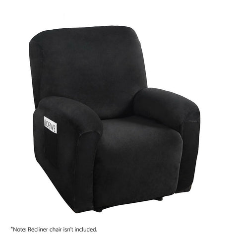 Artiss Velvet Recliner Chair Cover - 1 Seater Black - SuperSaverAU - view 1