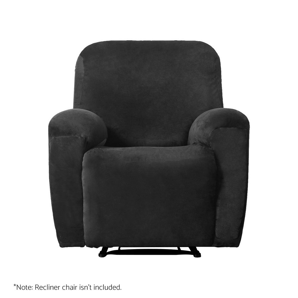 Artiss Velvet Recliner Chair Cover - 1 Seater Black - SuperSaverAU - view 3