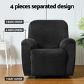 Artiss Velvet Recliner Chair Cover - 1 Seater Black - SuperSaverAU - view 4