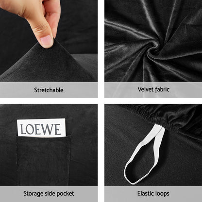 Artiss Velvet Recliner Chair Cover - 1 Seater Black