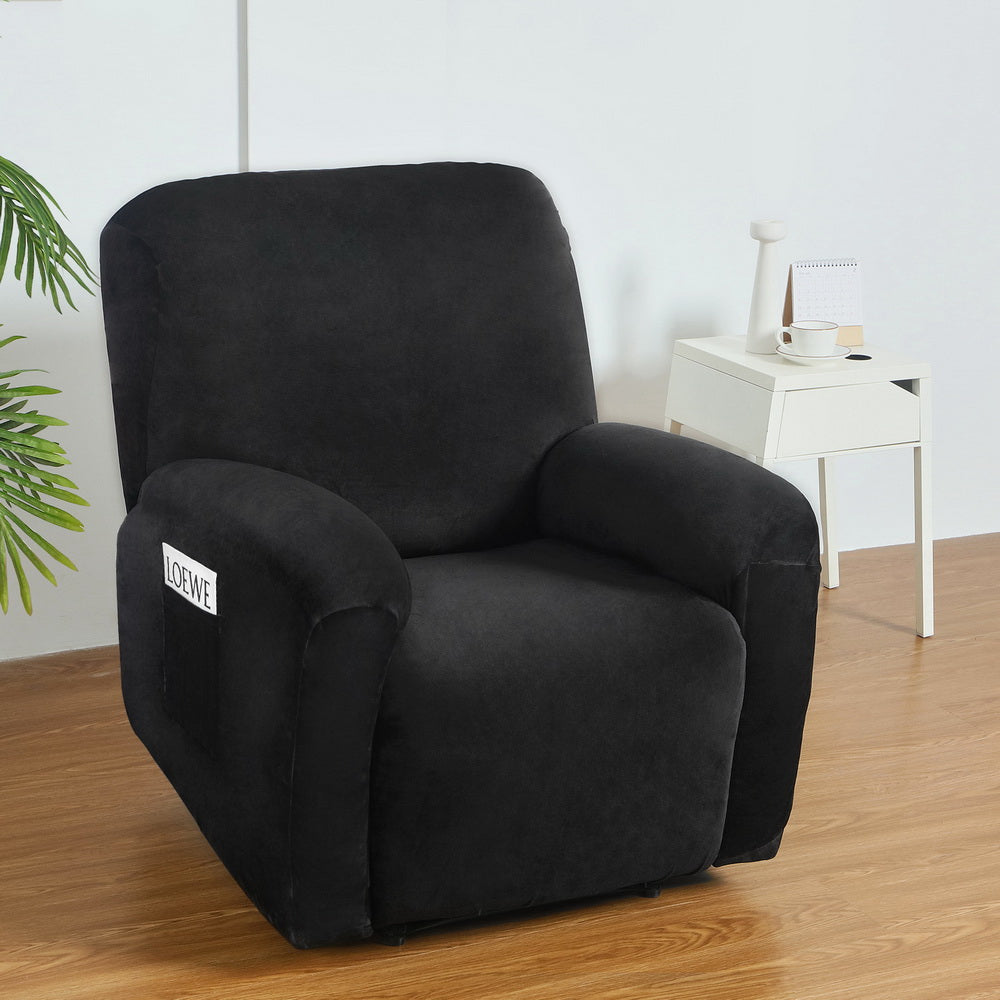Artiss Velvet Recliner Chair Cover - 1 Seater Black - SuperSaverAU - view 7