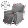 Artiss Velvet Recliner Chair Cover 1 Seater Grey with Anti-Slip Design - SuperSaverAU - view 2