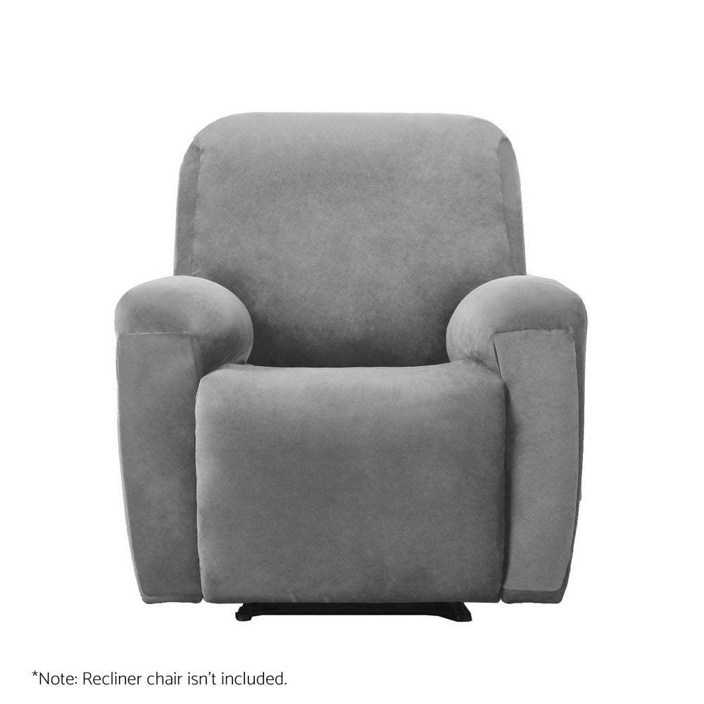 Artiss Velvet Recliner Chair Cover 1 Seater Grey with Anti-Slip Design - SuperSaverAU - view 3