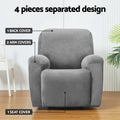 Artiss Velvet Recliner Chair Cover 1 Seater Grey with Anti-Slip Design - SuperSaverAU - view 4