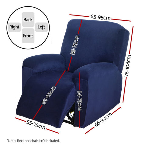 Artiss Velvet Recliner Chair Cover - 1 Seater Navy - SuperSaverAU - view 2