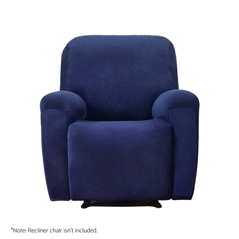 Artiss Velvet Recliner Chair Cover - 1 Seater Navy - SuperSaverAU - view 3