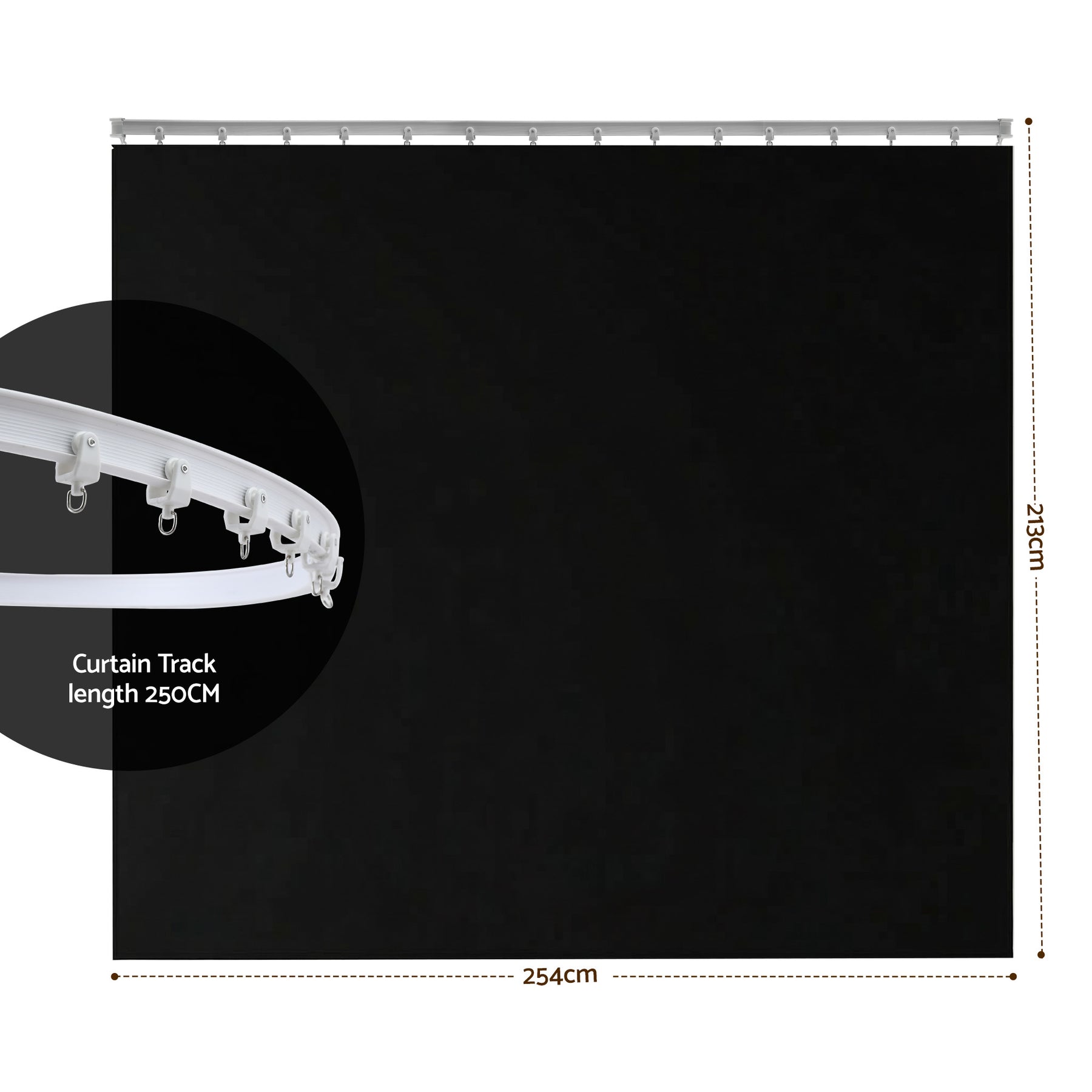 Artiss Black Ceiling Mounted Room Divider Curtain with Flexible Track 254x213cm