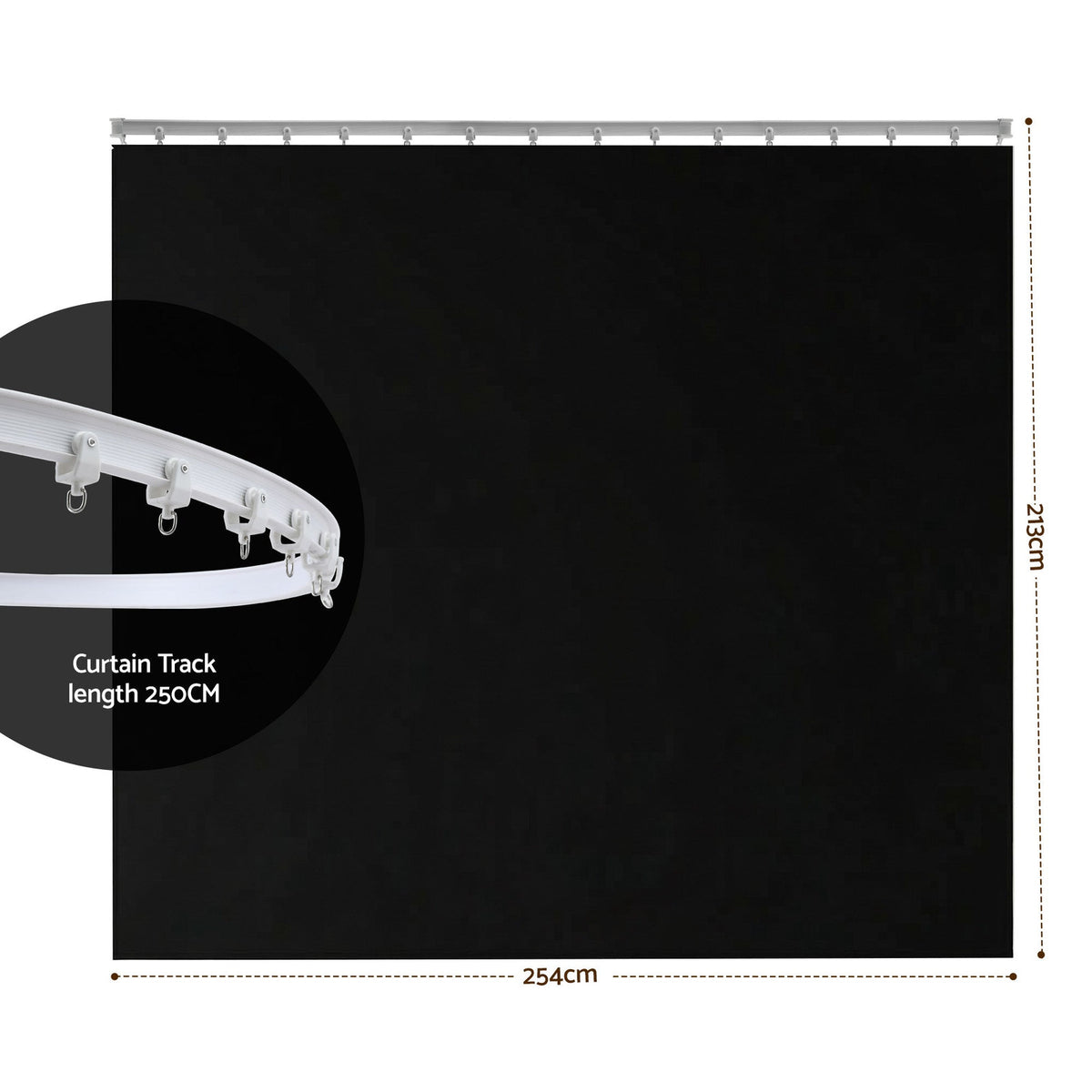 Artiss Black Ceiling Mounted Room Divider Curtain with Flexible Track 254x213cm