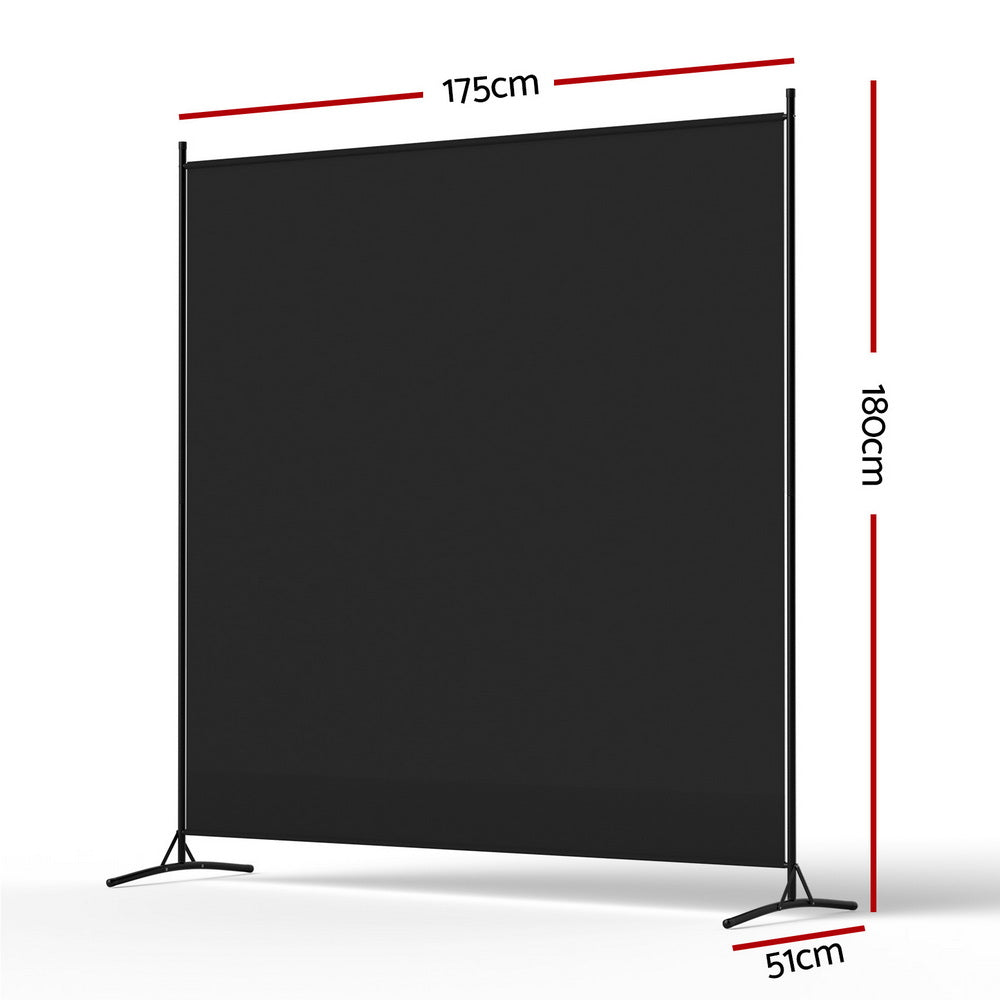 Artiss 175x180cm Black Fabric Room Divider Screen - SuperSaverAU - view 2