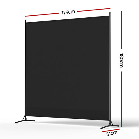 Artiss 175x180cm Black Fabric Room Divider Screen - SuperSaverAU - view 2