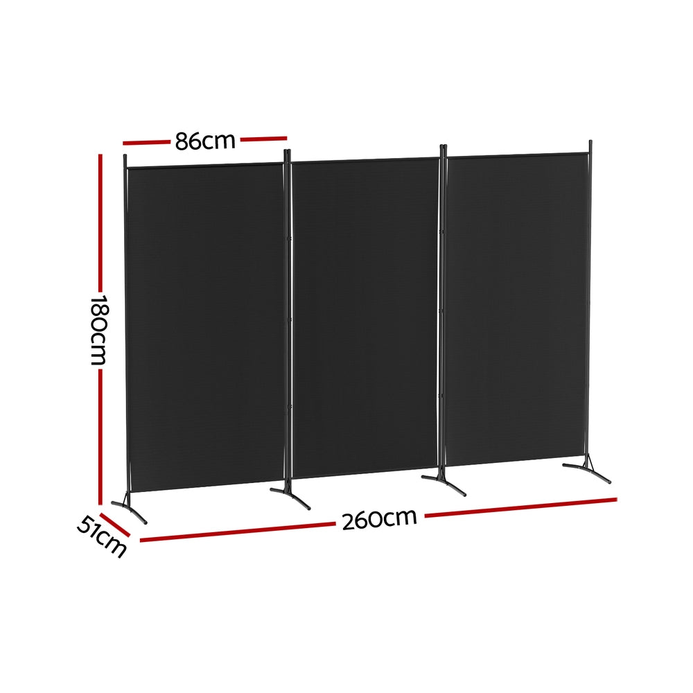 Artiss 3 Panel Room Divider Screen - Black 260x180cm