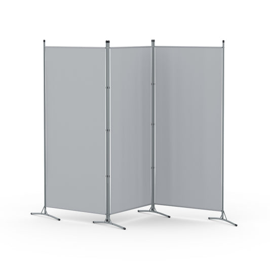 Artiss 3-Panel Room Divider - 260x180cm Grey Fabric Screen