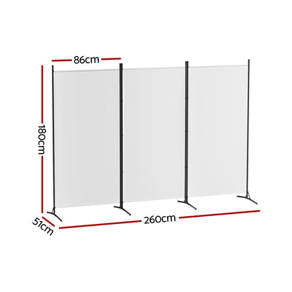 Artiss 3 Panel Room Divider Screen - White 260x180cm