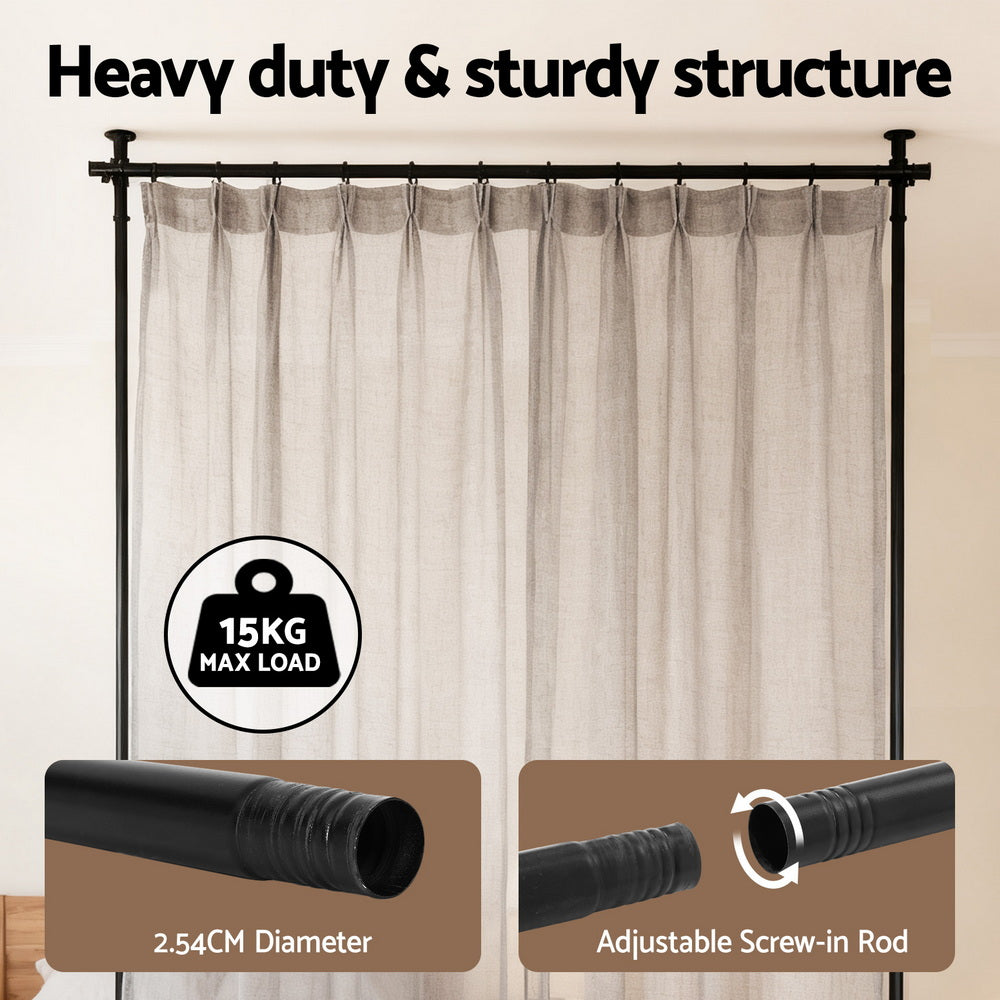 Artiss Adjustable Room Divider Curtain Rod Black 74-182cm