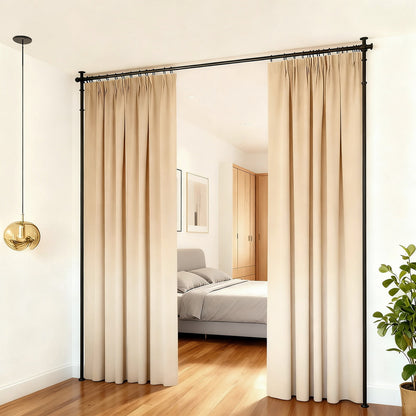 Artiss Adjustable Room Divider Curtain Rod Black 74-182cm