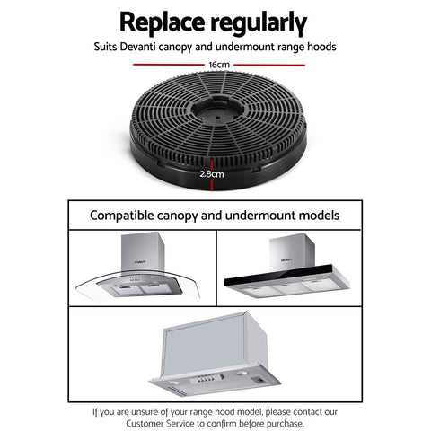 Devanti 16cm Range Hood Carbon Charcoal Filters Replacement X2 - SuperSaverAU - view 2