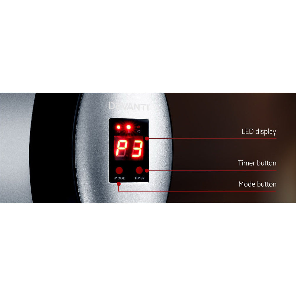 Devanti 1500W Hanging Infrared Heater with Remote - Black