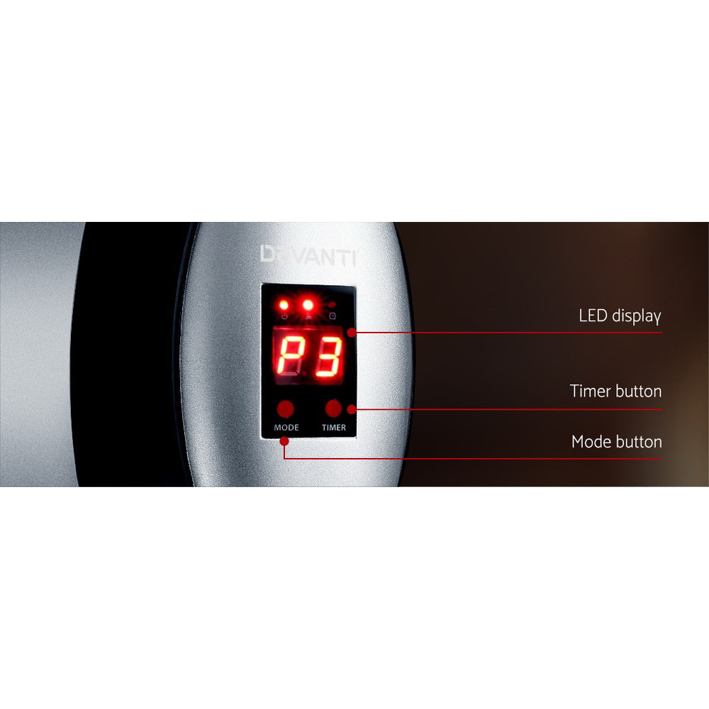 Devanti 2000W Infrared Radiant Strip Heater - Black