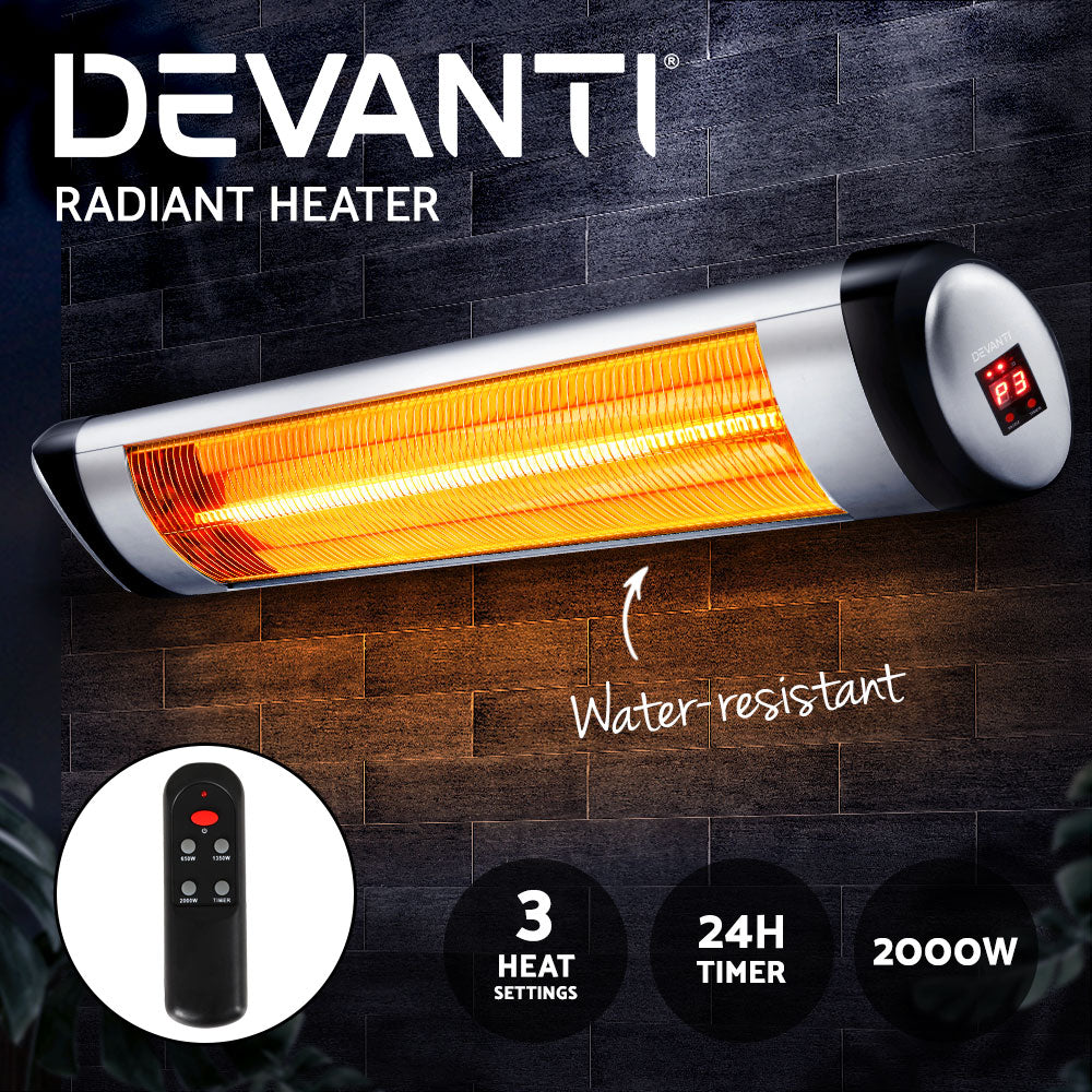 Devanti 2000W Infrared Radiant Strip Heater - Black