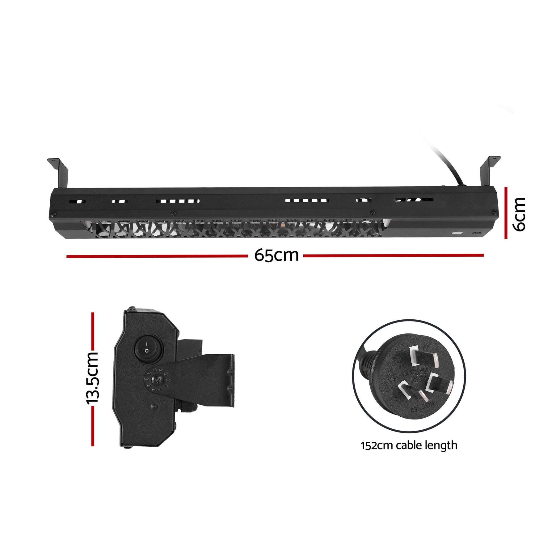 Devanti 2000W Infrared Radiant Strip Heater - Black