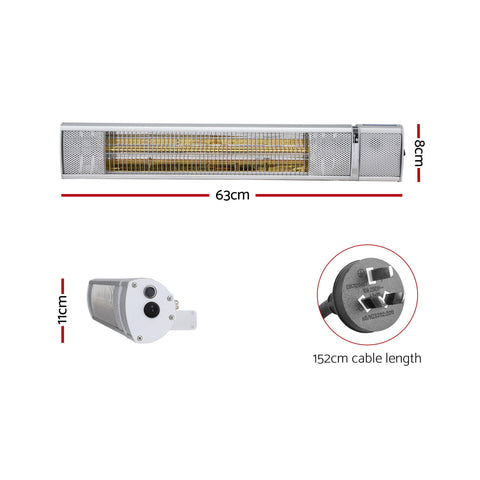 Devanti 2000W Infrared Strip Heater with Remote - Silver