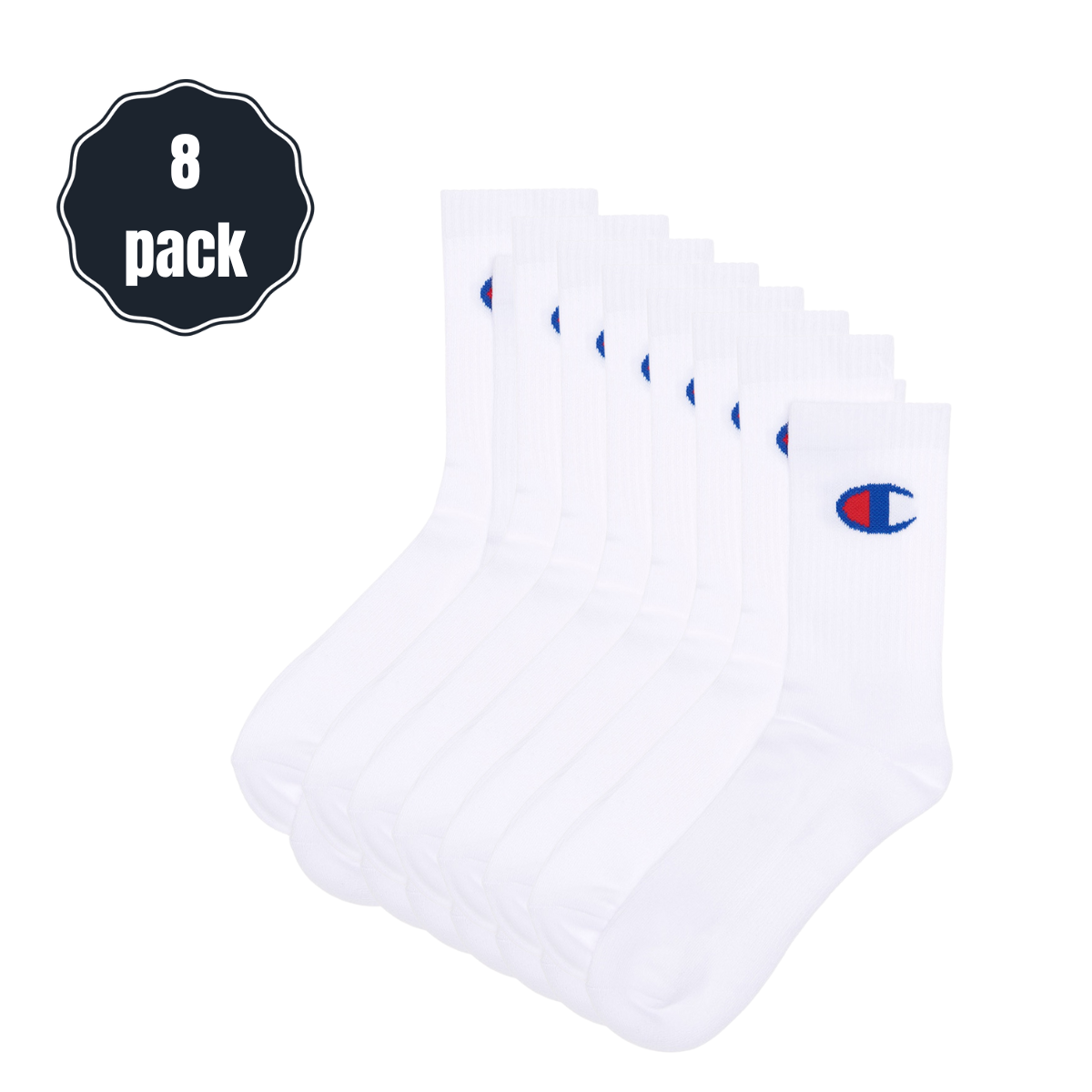 Champion Men's Crew Socks 8pk White