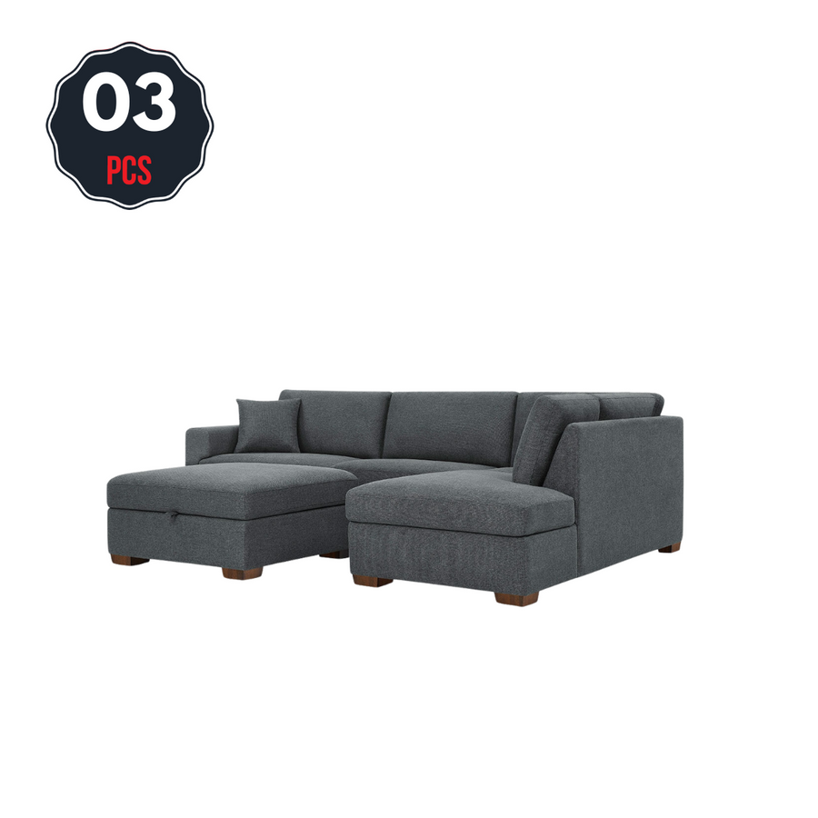 Thomasville Fabric Sectional With Storage Ottoman 3 Piece - SuperSaverAU - view 1