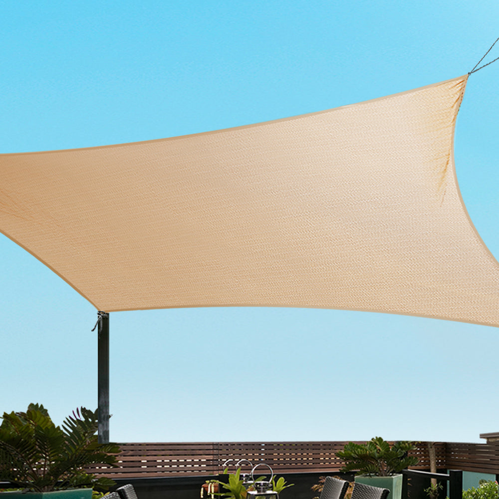 Instahut Shade Sail 2x4m Rectangle 280GSM UV Block Sand Beige Cloth - SuperSaverAU - view 6