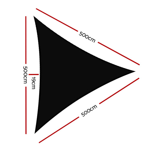 Instahut Shade Sail 5x5x5m Triangle 280GSM Black UV Block 98% Weather Resistant - SuperSaverAU - view 2