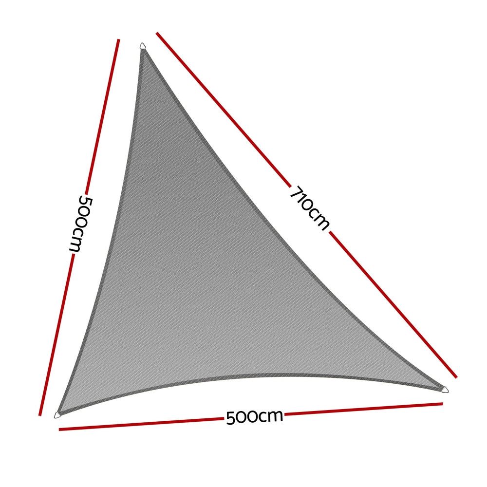 Instahut Shade Sail Triangle 280g/m² UV Block 5x5x7.1m Grey Weather Resistant - SuperSaverAU - view 2
