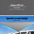 Instahut Shade Sail Triangle 280g/m² UV Block 5x5x7.1m Grey Weather Resistant - SuperSaverAU - view 4